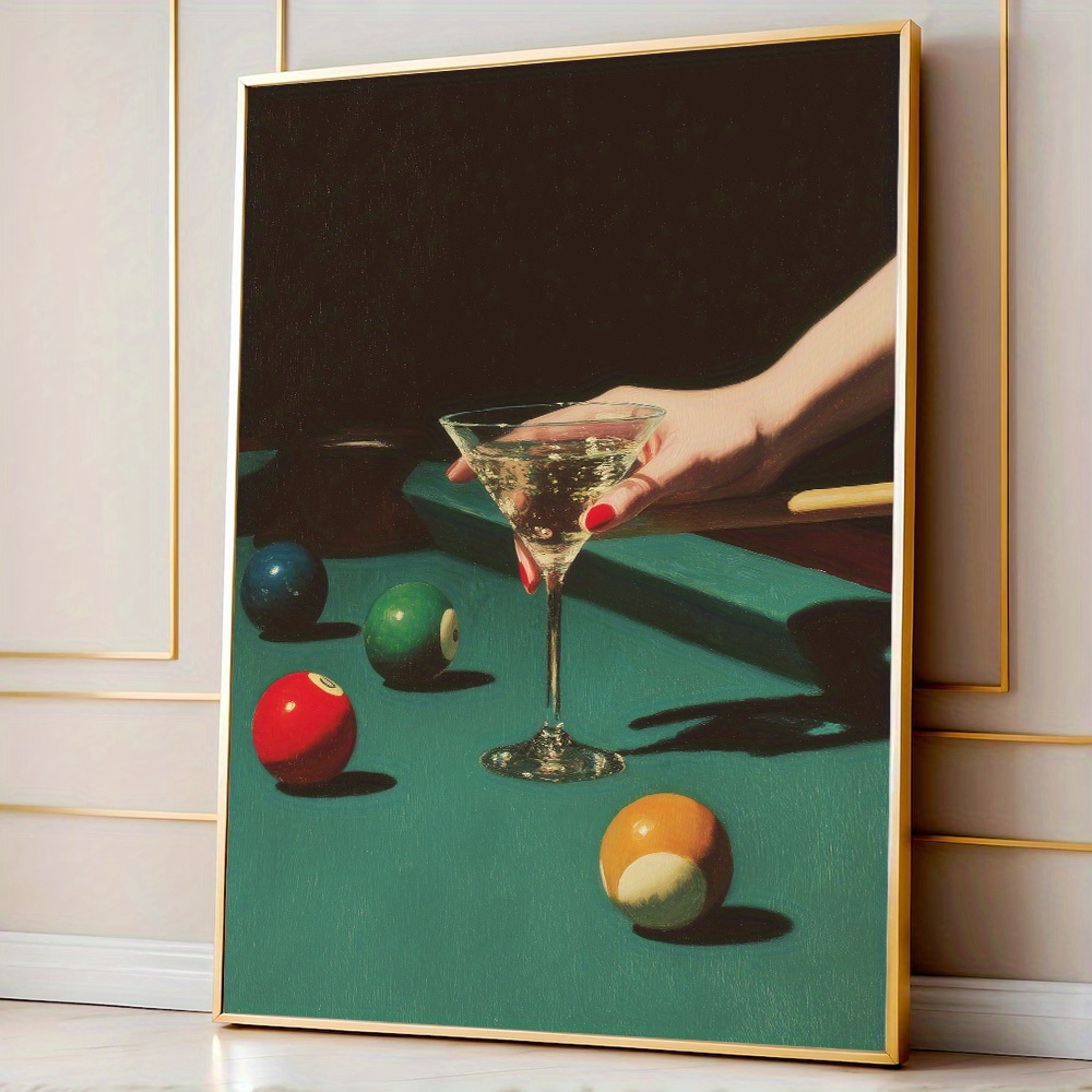 Office Furniture Direct - 1pc Vintage Billiards Cocktail Poster, Frameless