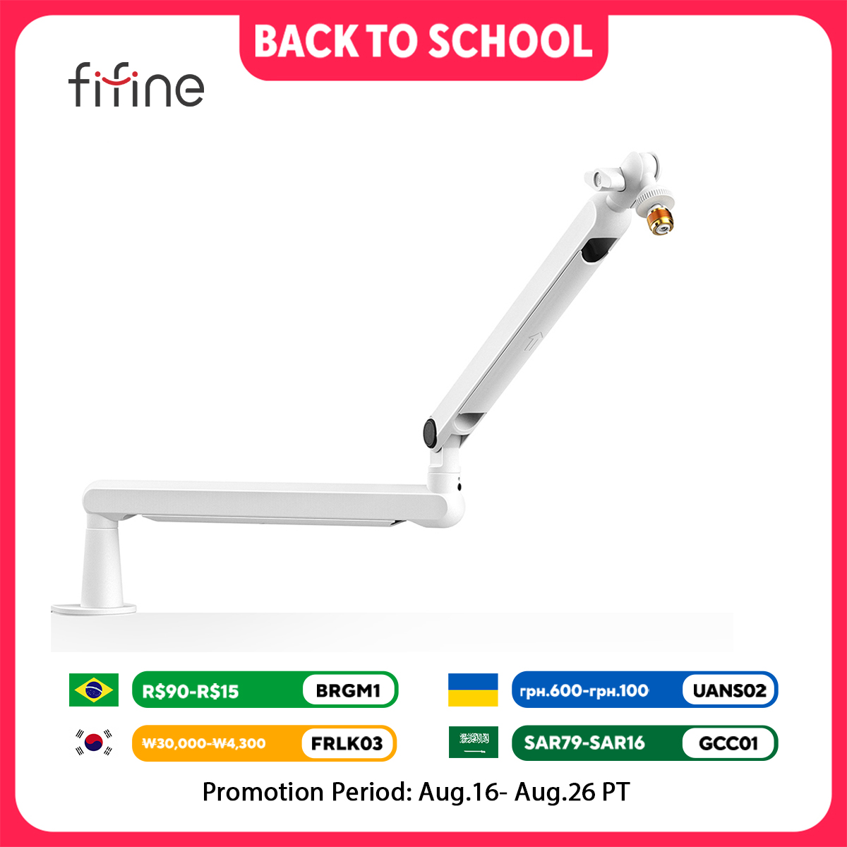 Gaming Desk With Hutch - FIFINE Microphone Boom Arm, Adjustable Low