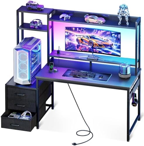 Gaming Desk With Hutch - 48 Inch Gaming Desk with Hutch