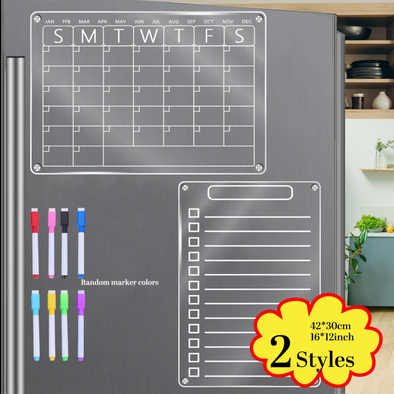 Magnetic Whiteboard Calendar - Acrylic Magnetic Calendar for Refrigerator, Magnet