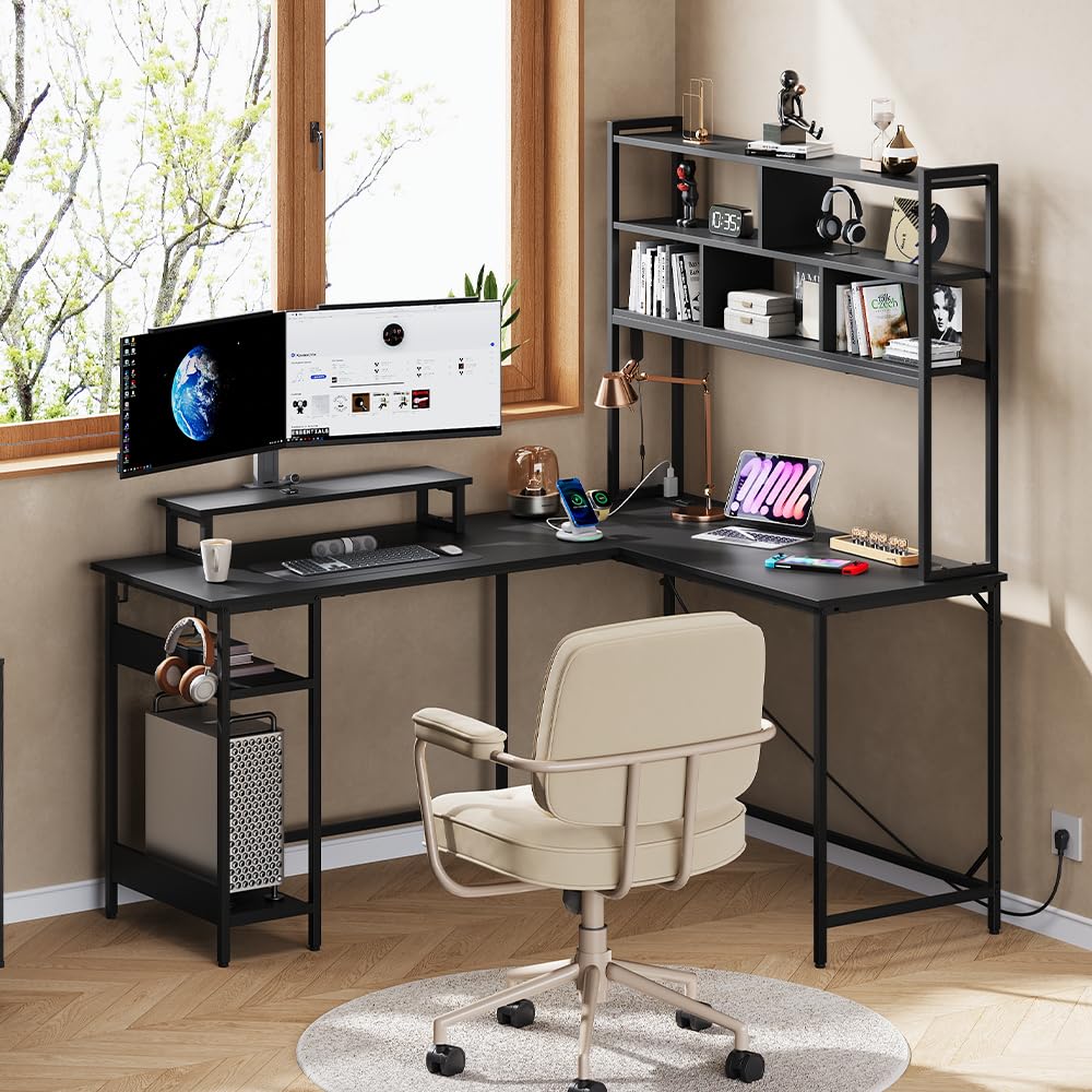 L Shaped Gaming Desk with Hutc - Gaming Desk With Hutch recension och pris