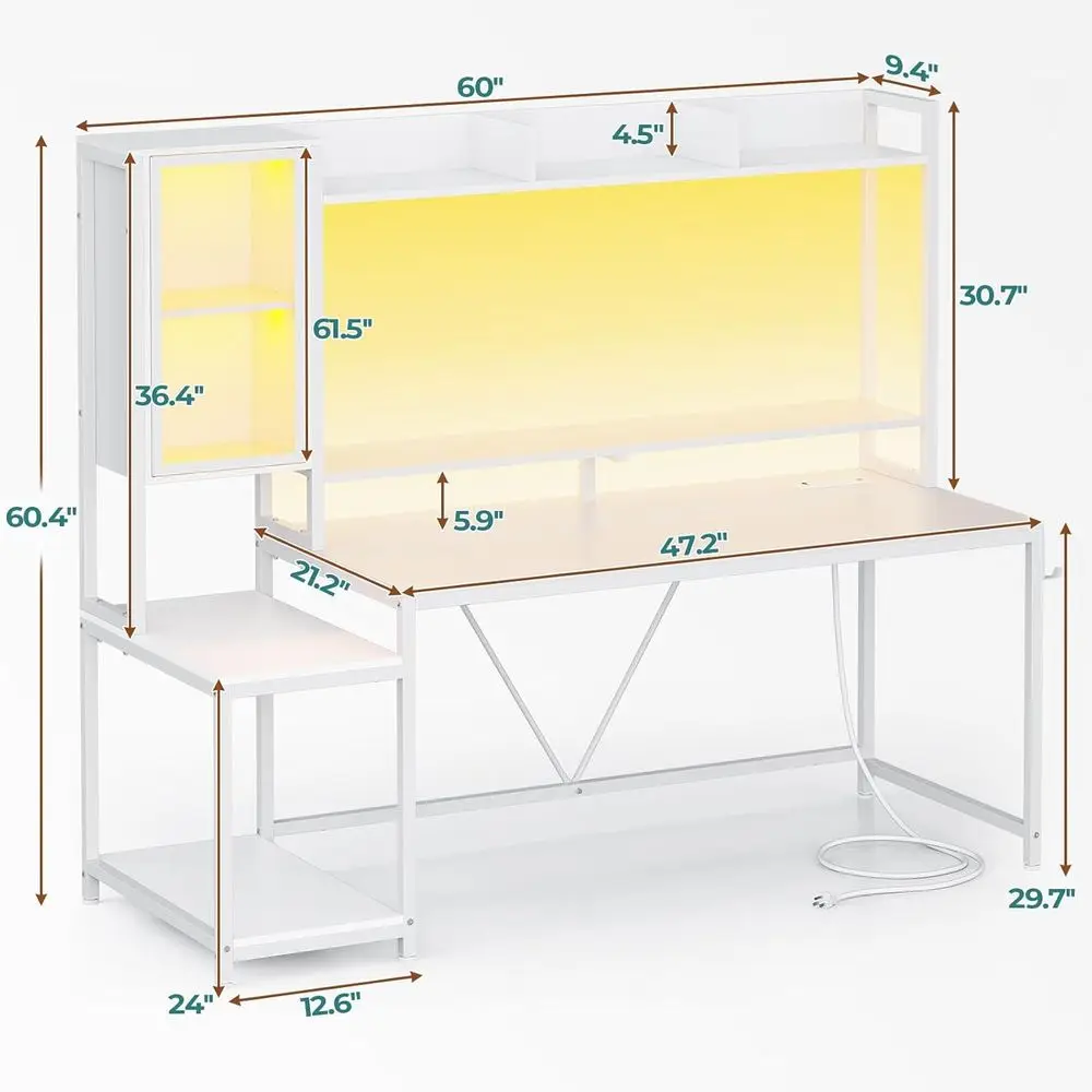 60 LED-lit Gaming Desk with Hu - Gaming Desk With Hutch recension och pris