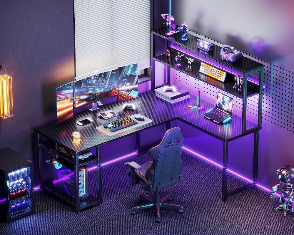 53 Inch L Shaped Gaming Desk w - Gaming Desk With Hutch recension och pris