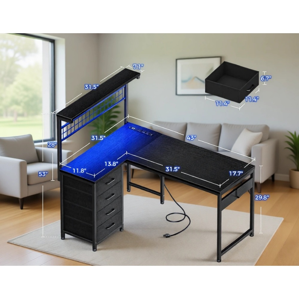 L Shaped Gaming Desk with Shel - Gaming Desk With Hutch recension och pris
