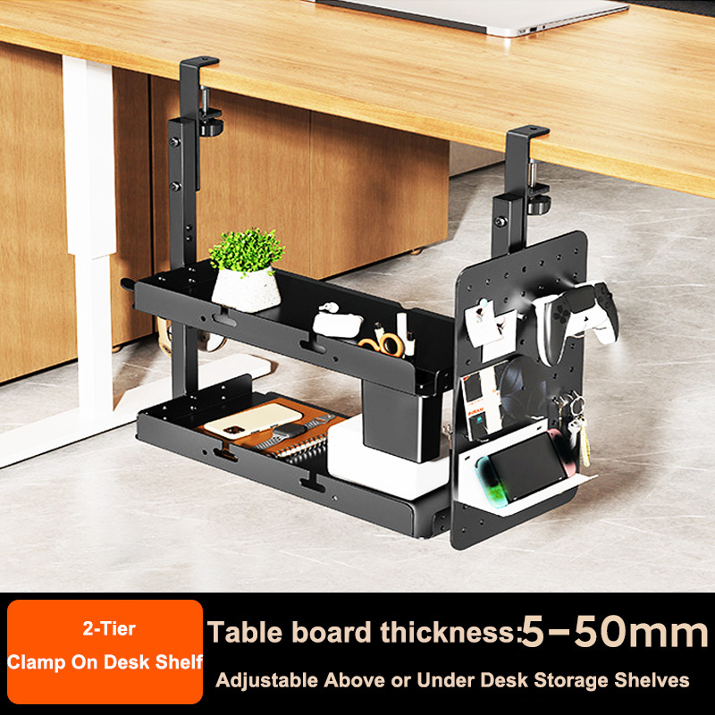 Clamp-on 14 inch Above Below D - Gaming Desk With Hutch recension och pris