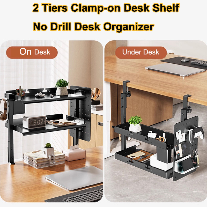 Clamp-on 14 inch Above Below D - Gaming Desk With Hutch recension och pris