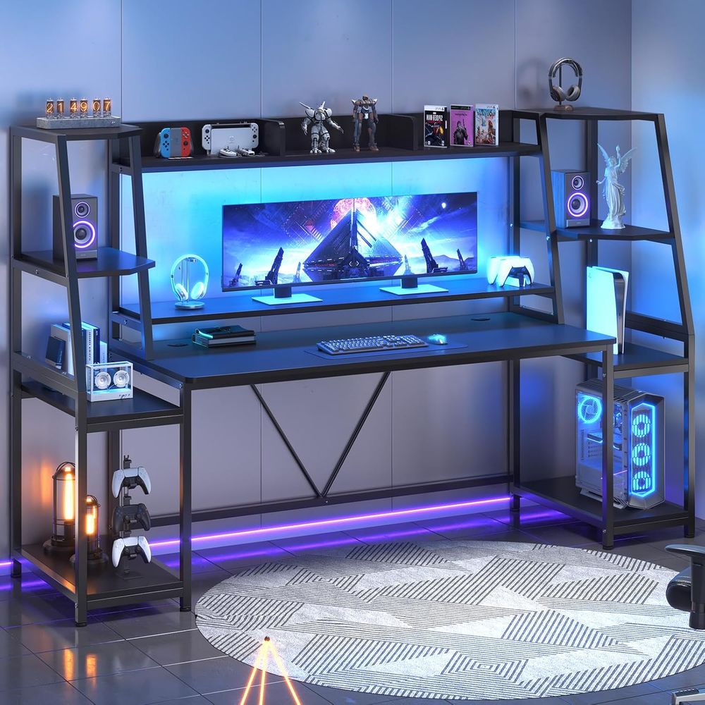 79'' Gaming Desk with LED Ligh - Gaming Desk With Hutch recension och pris
