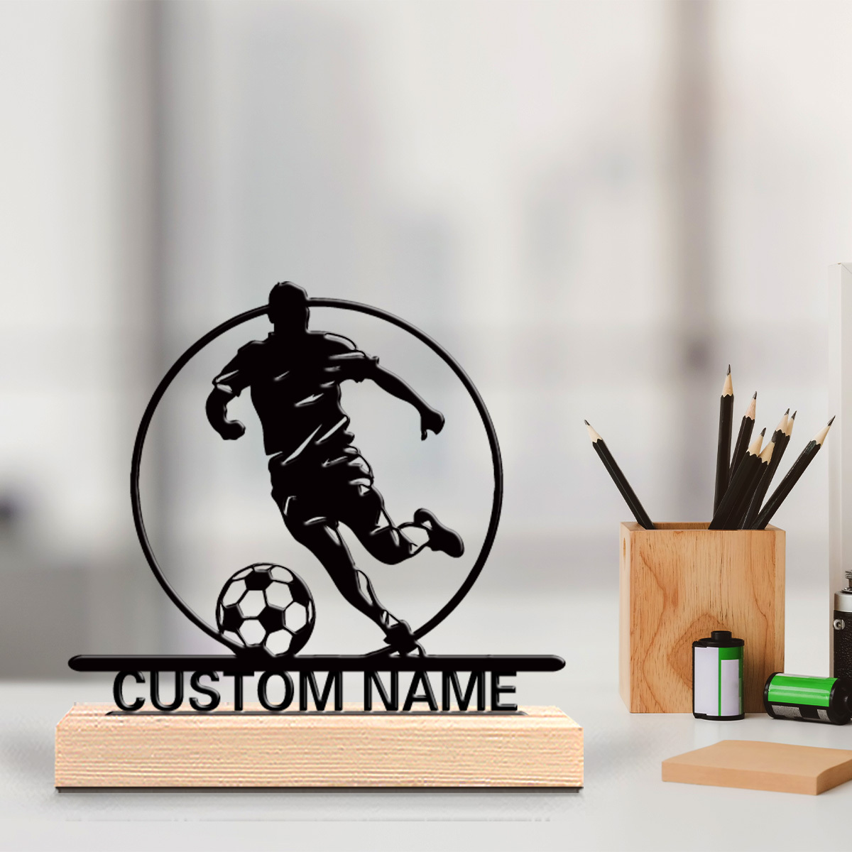 Custom Soccer Player Metal Sta - Office Furniture Ideas recension och pris