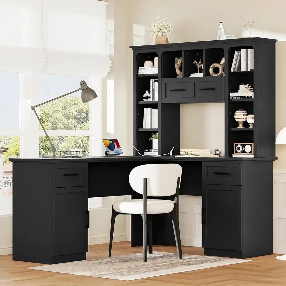 L-Shaped Office Desk with Stor - Gaming Desk With Hutch recension och pris
