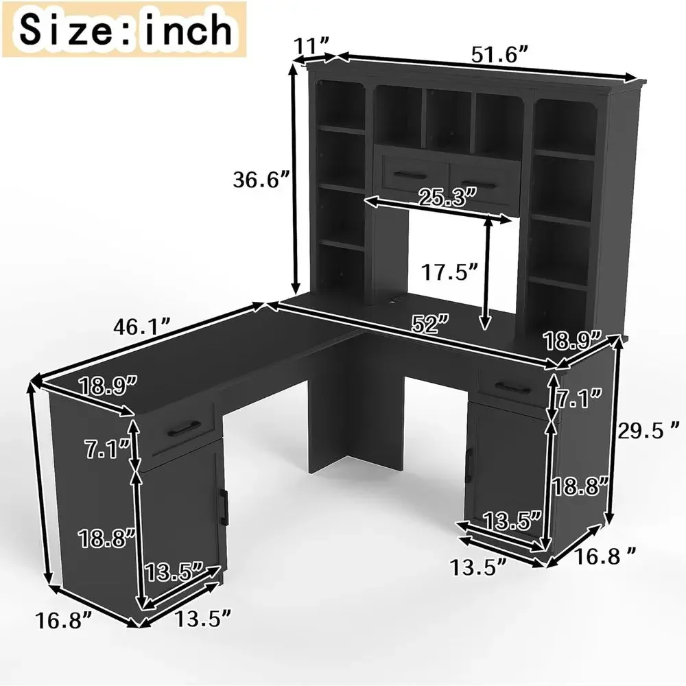 L-Shaped Office Desk with Stor - Gaming Desk With Hutch recension och pris