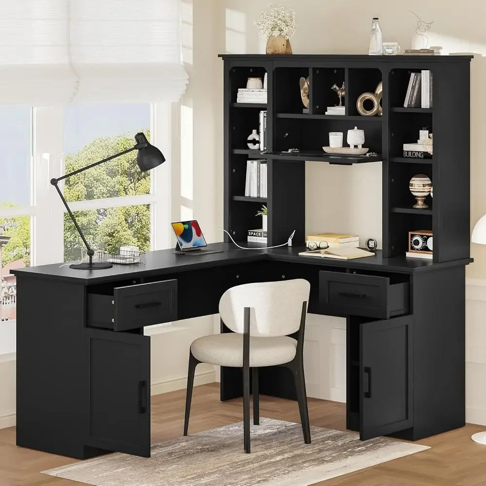 L-Shaped Office Desk with Stor - Gaming Desk With Hutch recension och pris