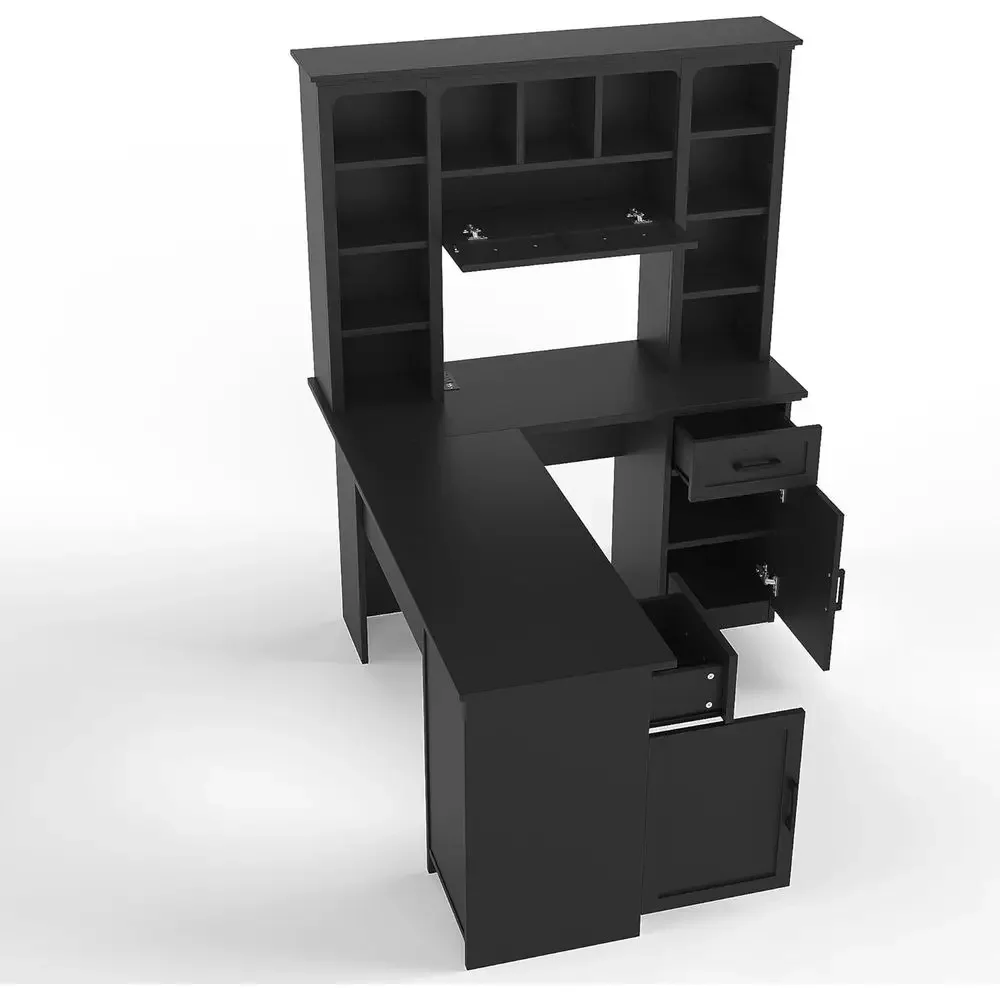 L-Shaped Office Desk with Stor - Gaming Desk With Hutch recension och pris