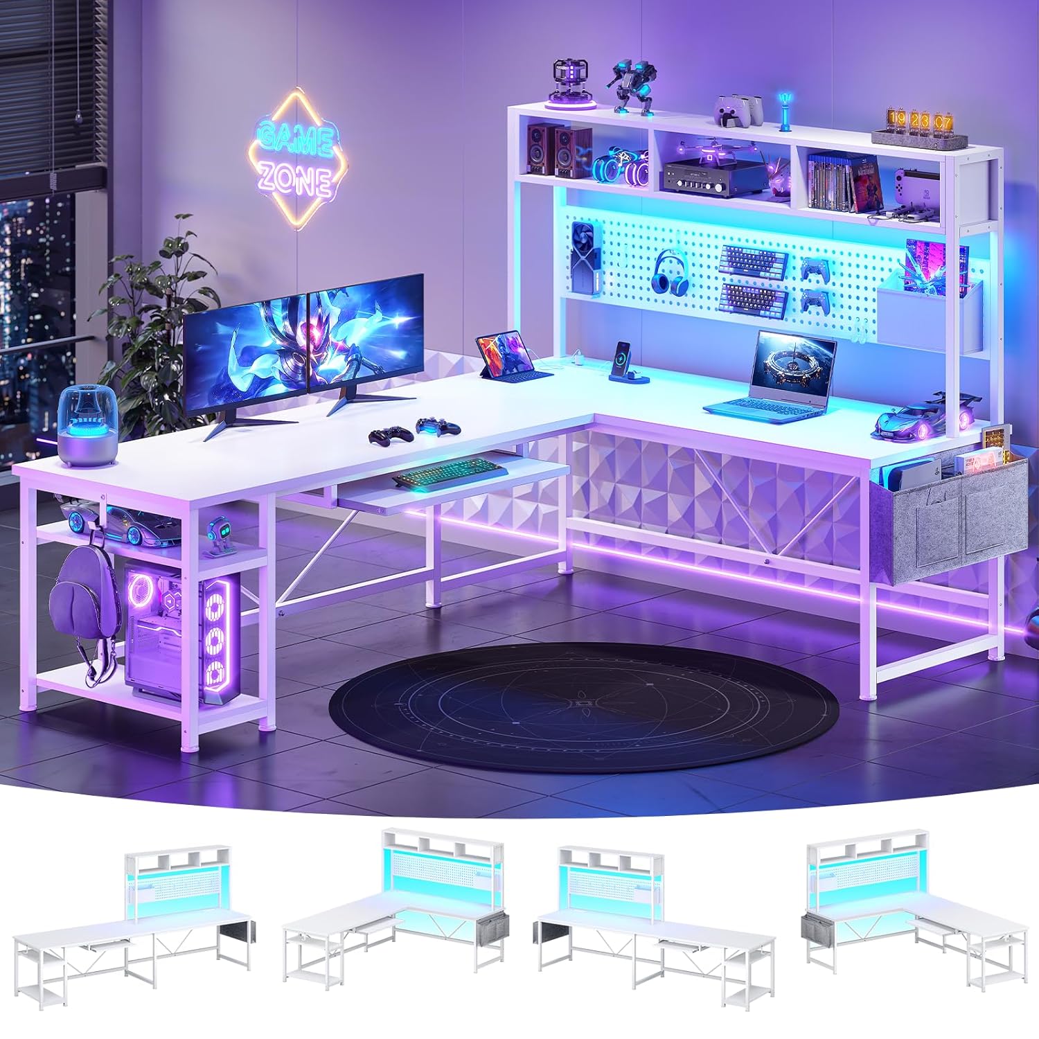 White L Shaped Gaming Desk, Re - Gaming Desk With Hutch recension och pris