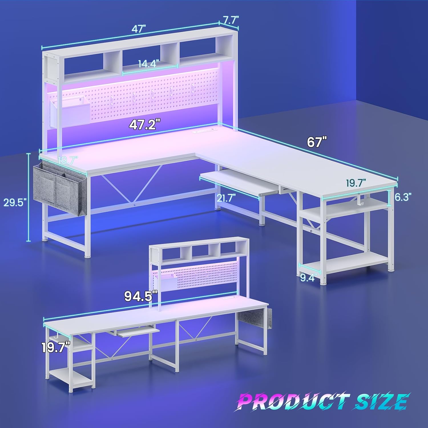 White L Shaped Gaming Desk, Re - Gaming Desk With Hutch recension och pris