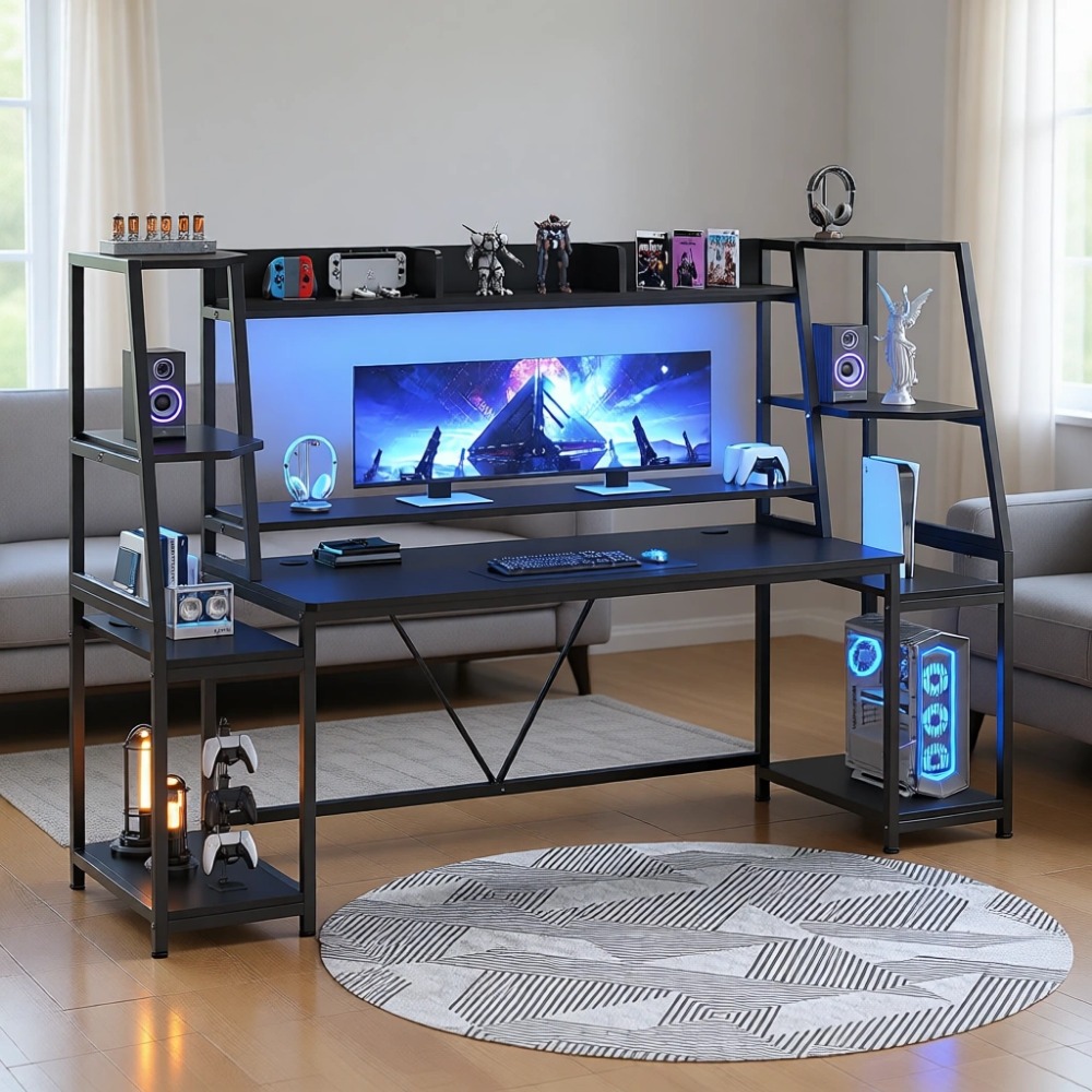 Gaming Desk 79'' with LED Ligh - Gaming Desk With Hutch recension och pris