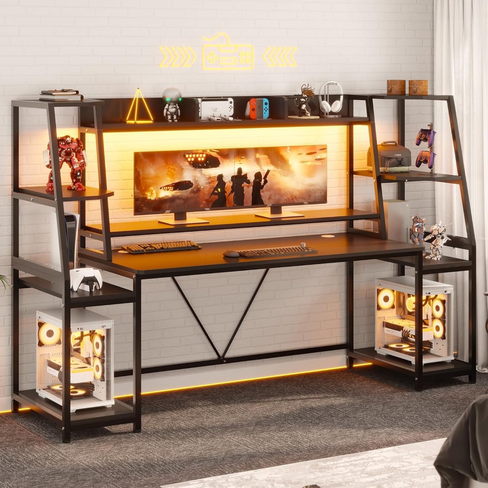 Gaming Desk 79'' with LED Ligh - Gaming Desk With Hutch recension och pris