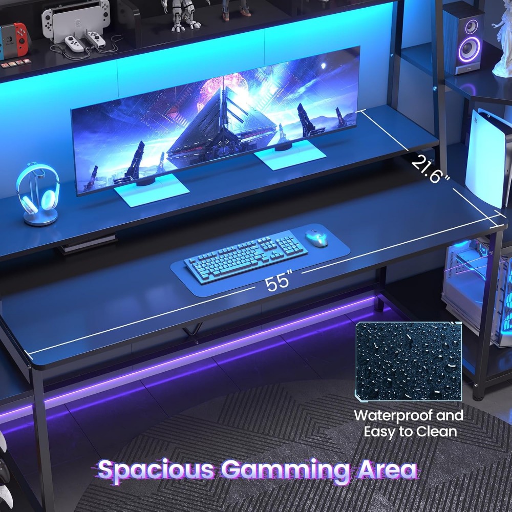 Gaming Desk 79'' with LED Ligh - Gaming Desk With Hutch recension och pris