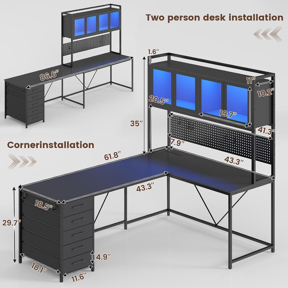 L Shaped Gaming Desk with Draw - Gaming Desk With Hutch recension och pris