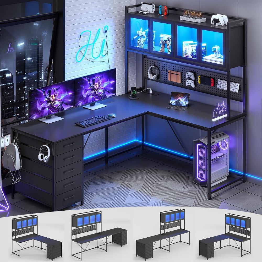L Shaped Gaming Desk with Draw - Gaming Desk With Hutch recension och pris