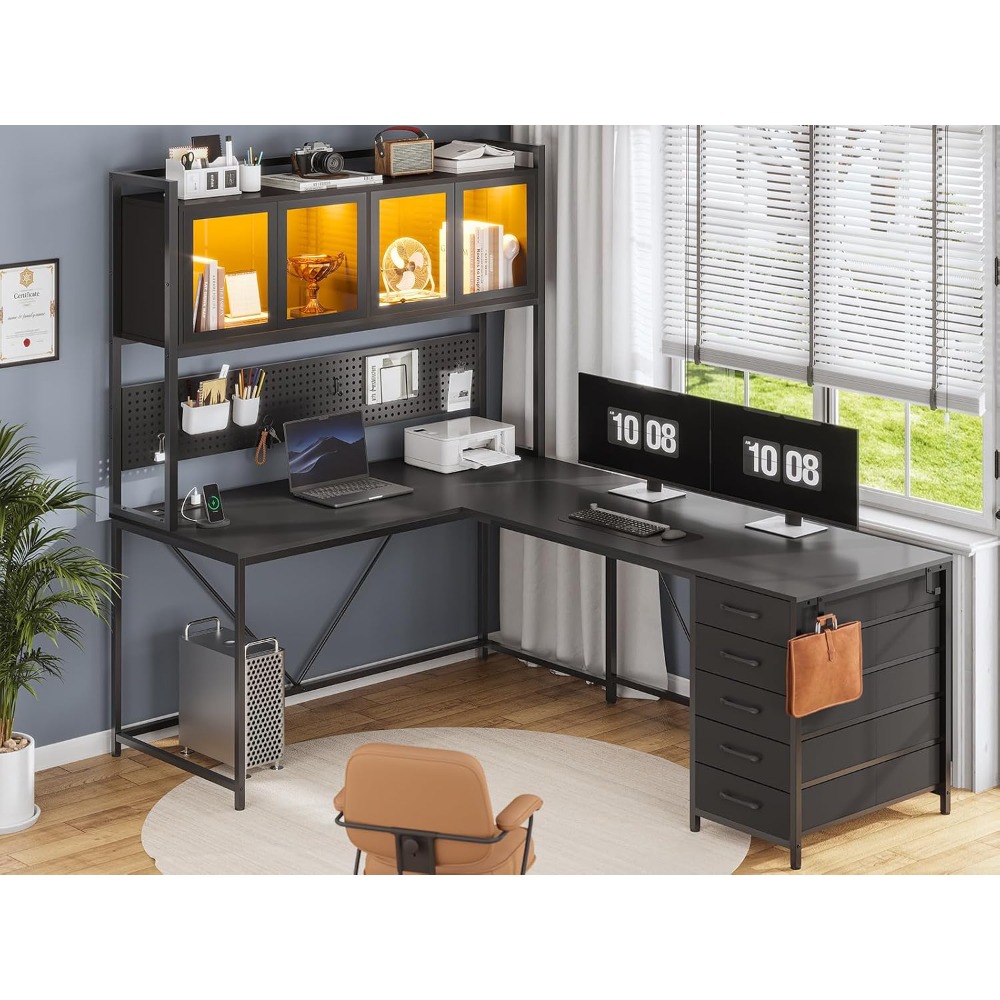 L Shaped Gaming Desk with Draw - Gaming Desk With Hutch recension och pris